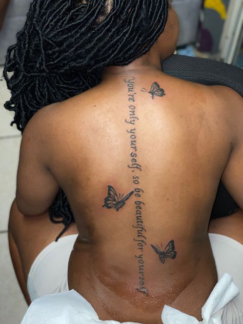 Back Tattoo Women Spine, Back Tattoos Spine, Lace Tattoo Design, Butterfly Back Tattoo, Infinity Tattoo Designs, Black Girls With Tattoos, Elbow Tattoos, Jesus Tattoo, Spine Tattoos For Women