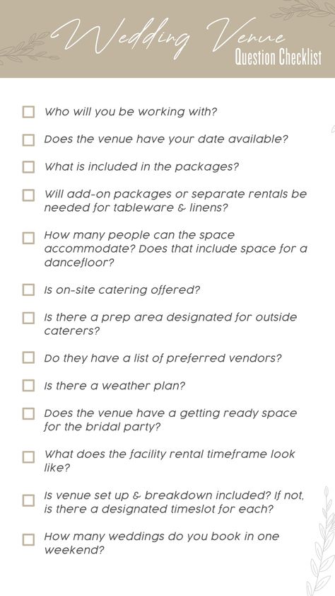 Assembling the right team of vendors can seem daunting, but selecting your dream wedding venue tends to be the most stressful. Once you narrow down your venue options, it’s important to ask the right questions before you get to signing that contract. Check out our blog to learn more and download your free Wedding Venue Question Checklist! Wedding Venue Signs, Wedding Venue Questions Checklist, Venue Questions, Free Wedding Venues, Wedding Venue Questions, Foxes Photography, Dream Venue, Company Picnic, Dream Wedding Venues