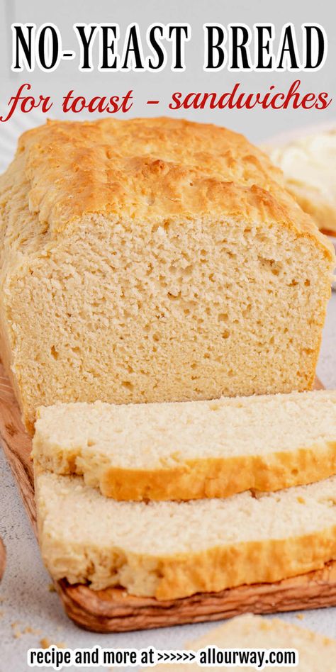 Easy No Yeast Bread, Easiest Bread Recipe No Yeast, Toasted Sandwich Recipes, Fast Bread, Yeast Free Breads, Peanut Butter Bread, No Yeast Bread, Bread Maker Recipes, Sandwich Bread Recipes