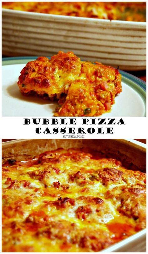 Bubble Pizza Casserole is an easy weeknight meal that and everyone will clean their plate. Comfort Food Recipes Casseroles, Bubble Pizza, Homeschool Meals, Bubble Up Pizza, Make A Pizza, Ground Pork Recipes, Pizza Topping, Sweet Potato Recipes Casserole, Pizza Casserole