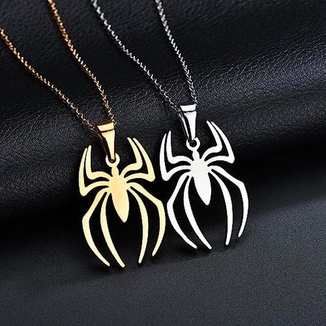 RZCXBS Spider Pendant Necklace Stainless Steel Lightweight Spiderman Charm Jewelry for Kids Women Boys Girls Men Choker, Spider Pendant, Vintage Spider, Spider Jewelry, Spider Necklace, Halloween Pendant, Bracelet Viking, Mens Jewelry Necklace, Jewelry Choker