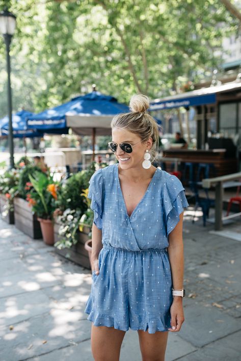 American Eagle Chambray Romper, Rompers for Summer 2018 4th Of July Sales, Styled Snapshots, Chambray Romper, Body Of Water, Happy 4th Of July, American Eagle Shorts, Style Inspiration Summer, Ladies Dress Design, Women's Summer Fashion