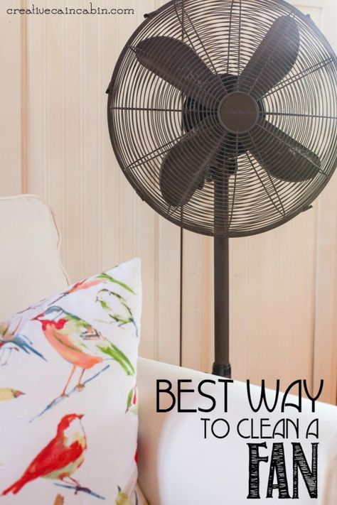 How to Clean a Floor Fan or Box Fan Using this Everyday Appliance | Super Fast and Easy | Cleaining | CreativeCainCabin.com Clean Fan Blades, How To Clean A Fan, How To Clean Fans, Cleaning Fireplace, Kitchen Cleaning Schedule, Cleaning Window Tracks, Cleaning Kids Room, Bedroom Fan, Room Cleaning