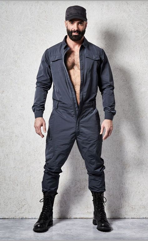 Mechanic Overalls, Boots Outfit Men, Men Jumpsuit, Scruffy Men, Men Closet, Beefy Men, Jumpsuit Men, Guys Clothing Styles, Mens Style Guide