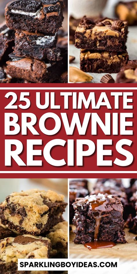 Indulge in our collection of chewy brownie recipes from scratch for Christmas and Valentine's Day. From classic homemade brownies to creative brownie variations like cheesecake brownies, peppermint brownies, M&M brownies, chocolate brownies, and Oreo brownies, we have something for everyone. Try our gluten-free brownies and low-sugar brownie ideas. Dive into the world of gooey, fudgy brownie desserts and enjoy simple and unique brownies. Different Flavored Brownies, Variety Of Brownies, Interesting Brownie Recipes, Decadent Chocolate Brownies, Specialty Brownie Recipes, Homemade Fudgy Brownies Recipe, Elevated Brownie Recipes, Special Brownies Recipe, Teacher Appreciation Brownies