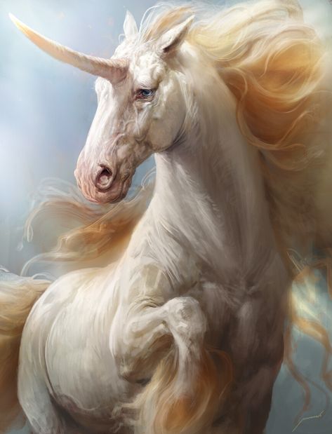 Antonio J. Manzanedo Horse Mural, Unicorn Artwork, Unicorn Painting, Unicorn And Fairies, Unicorn Pictures, Fantasy Horses, Unicorn Horse, Unicorn Wallpaper, Beautiful Unicorn