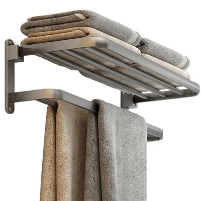 Toallero Ideas, Bathroom Lavatory, Bath Towel Racks, Wall Mounted Towel Rack, Towel Shelf, Double Towel Bar, Bathroom Storage Shelves, Towel Bars, Towel Rack Bathroom