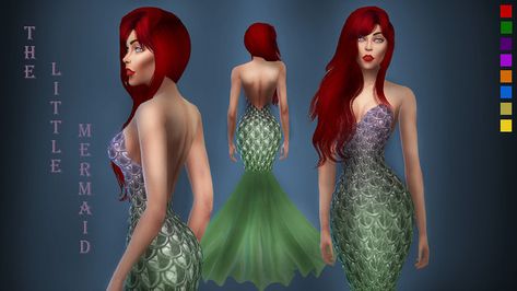 Ariel Tail, The Little Mermaid Dress, Ursula Dress, Villain Clothing, Little Mermaid Dress, Mermaids Tail, Sims Challenge, Little Mermaid Dresses, Sims 4 Cas Mods