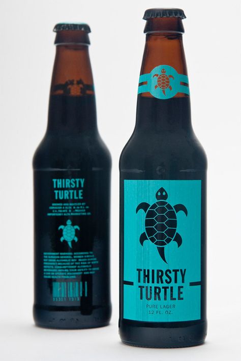 Thirsty Turtle by Daniel Plasa Craft Beer Design, Beer Bottle Design, Craft Beer Packaging, Beer Packaging Design, Craft Beer Labels, Beer Label Design, Beer Bottle Labels, Alcohol Packaging, Botol Air