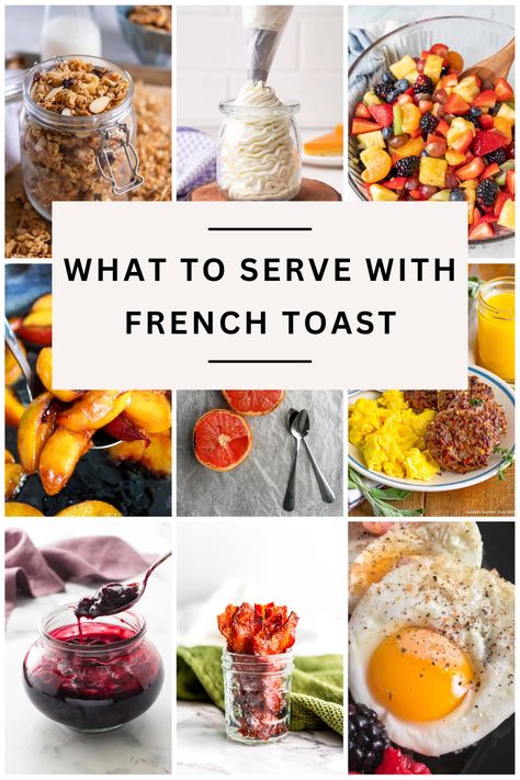 Wondering what to serve with French toast? Browse our recipe collection of the best toppings and side dishes for French toast. From sweet to savory, we've got you covered with the ultimate guide to French toast sides. Get ready to elevate breakfast with these delicious pairings! What Goes With French Toast, Toppings For French Toast, Serving Breakfast Ideas, French Toast Toppings Ideas, Maple Bacon Recipes, French Toast Toppings, Honey Kitchen, Holiday Brunch Recipes, Toast Bacon