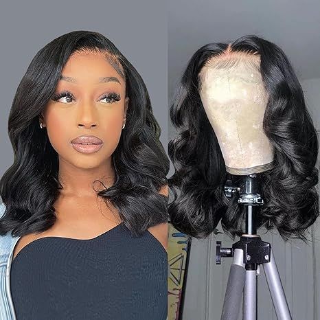 Bob Wig Human Hair 13x4 Frontal Lace Wig 14 Inch Body Wave HD Lace Front Wigs Human Hair Pre Plucked Glueless Bob Wigs for Women Human Hair Wigs (14 inch, Natural Black) Front Hair Styles, Lace Body, Short Bob Wigs, Body Wave Hair, Lace Hair, Natural Hair Color, Hd Lace, Wigs For Black Women, Lace Frontal Wig