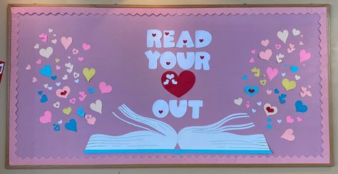 February Bulletin Board Ideas For School Library Displays, Valentine Library Bulletin Boards, Read Your Heart Out Bulletin Board, Valentine Bulletin Boards For Library, Valentine’s Day Library Bulletin Board, Valentines Day Bulletin Board Ideas For Library, Valentines Reading Bulletin Board, Christmas Bulletin Board Ideas Library, Valentine Library Bulletin Board Ideas