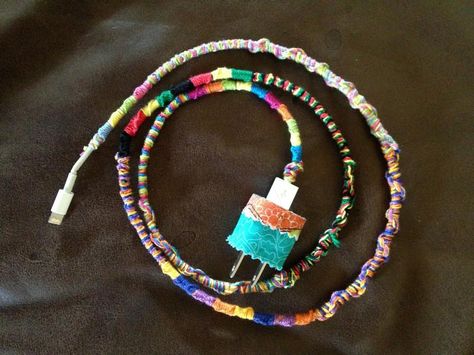 I phone charger wrapped with friendship bracelet thread Friendship Bracelet Phone Charger, Wrapped Charger, I Phone Charger, Charger Wrap, Bracelet Thread, I Phone, Phone Charger, Friendship Bracelet, Friendship Bracelets