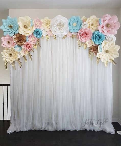 Baby shower backdrop for a gender reveal. Blue, pink, ivory, white, and gold theme. 1930s Apartment, Trendy Baby Shower Themes, Diy Baby Shower Decorations, Baby Reveal Party, Zen Room, Trendy Baby Shower Ideas, Gender Reveal Party Decorations, Gender Reveal Decorations, Baby Gender Reveal Party