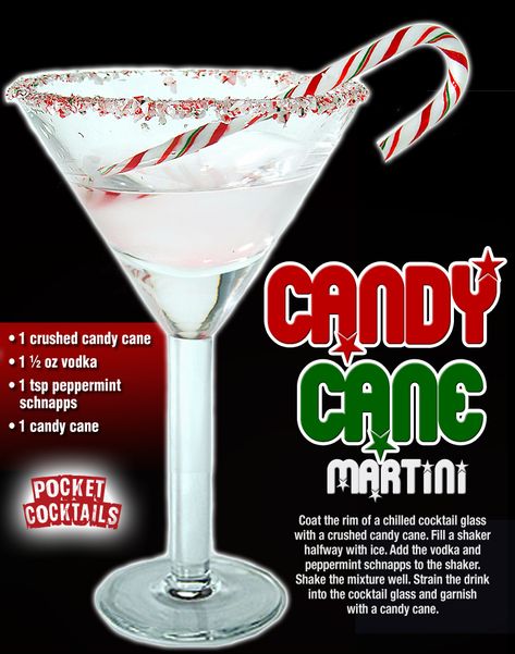 Christmas Alcholic Drinks, Drinks With Vodka, Candy Cane Martini, Pocket Cocktails, Pop Cocktails, Bartender Drinks Recipes, Christmas Drinks Alcohol Recipes, Best Mixed Drinks, Christmas Drinks Alcohol