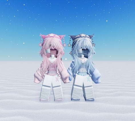 Cute Outfits Pink, Pink Emo, Blue Avatar, Bff Matching, Matching Outfits Best Friend, Emo Roblox Avatar, Twin Outfits, Roblox Shirt, Roblox Funny