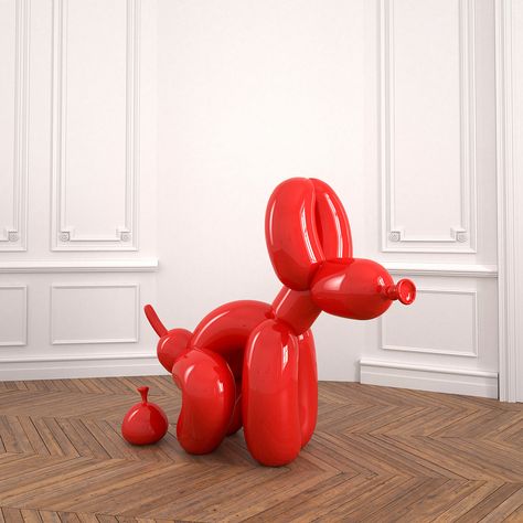 popek-balloon-squatting-dog-gessato-6 Jeff Koons Art, Balloon Animal Dog, Balloon Dog Sculpture, Red Sculpture, Metal Sculptures, Jeff Koons, Modern Pet, Balloon Sculptures, Art Classique