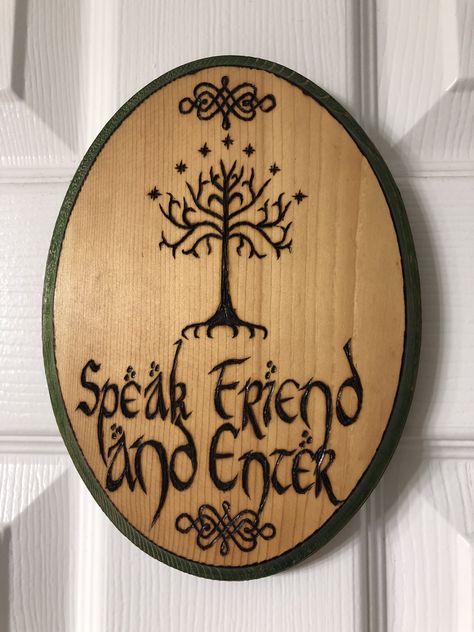 Diy Lotr Decor, Nerd Room, Nerd Crafts, Magic Props, Woodburning Projects, Wood Burning Crafts, Wood Burning Patterns, Wood Burning Art, Be Cool