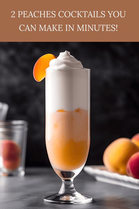 Explore these peaches cocktails: Peaches and Cream, Hwachae Peaches And Cream Cocktail, Alcohol Beverages, Peach Cocktail, Peach Syrup, Peach And Cream, Cocktail List, Sweet Cocktails, Fruity Drinks, Peaches And Cream