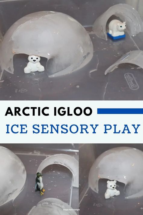 Polar Bear Sensory For Toddlers, Ice Play Ideas, Arctic Animal Sensory For Toddlers, Artic Animals Activities For Toddlers, Arctic Toddler Activities, Artic Sensory Bin, Polar Sensory Bin, Arctic Sensory Play, Igloo Activities For Preschool