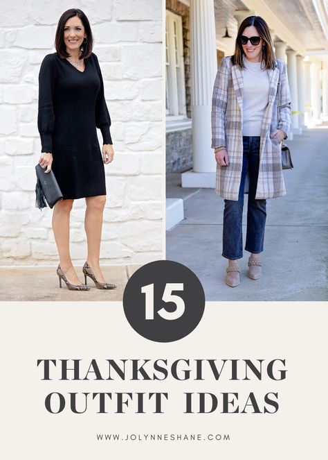 Fashion expert Jo-Lynne Shane shares some great fashion tips and tricks for all your Holiday outfit needs in this post. What To Wear For Thanksgiving Dinner, Outfit Ideas For Thanksgiving, Over 40 Outfits, Lunch Outfit, Thanksgiving Clothes, Thanksgiving Outfit Ideas, Pajamas All Day, Cozy Fall Outfits, New Years Outfit