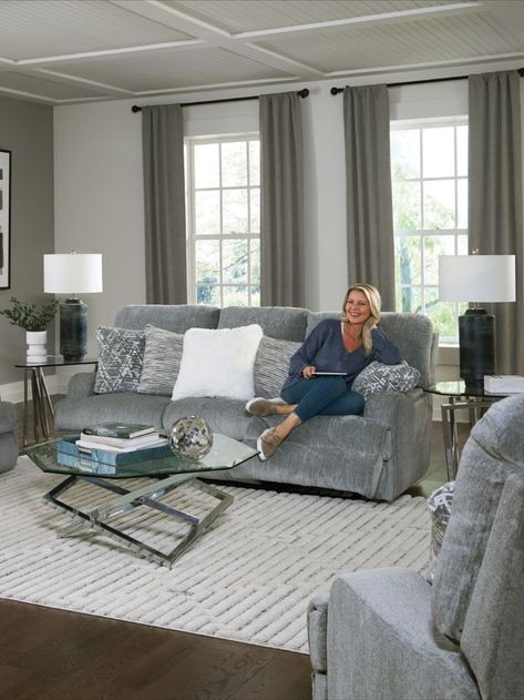 ⭐The NEW Zane reclining sofa set⭐ This group features a unique design that's ready to impress all of your guests. It's also crafted with your comfort in mind and built to last for years to come! Stop by a Catnapper retailer near you today and discover the Zane set. Rocking Recliner, Power Reclining Sofa, White Faux Fur, Chenille Fabric, Toss Pillows, Power Recliners, Reclining Sofa, Entertaining Guests, Coils