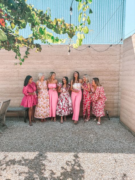 Pink and Red Bachelorette Pink And Red Bachelorette Party Outfits, Bachelorette Outfit Theme, Pink Bachelorette Outfit, Red Bachelorette Party Outfit, Pink Disco Bridal Party, Love Island Hen Party, Pink Swimsuit Bachelorette Party, Bachelorette Party Love Island, Pink Bachelorette Party Outfit