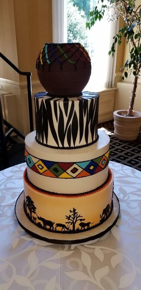 African Cake Design Weddings, Roora Cake Ideas, African Themed Cake, Kwanjula Cakes, Traditional Cakes African, African Lobola Cakes, Roora Cakes, African Cake Design, Lobola Cake Ideas