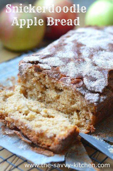 The Savvy Kitchen: Snickerdoodle Apple Bread Apple Banana Bread, Snickerdoodle Bread, Bread Biscuits, Apple Bread Recipe, Apple Sauce Recipes, Best Bread Recipe, Fruit Bread, Apple Bread, Cinnamon Bread