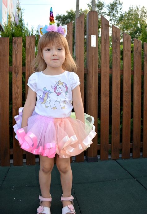 Colorful Unicorn Tutu Outfit Rainbow Unicorn Birthday Outfit | Etsy Unicorn Cake Smash, Pom Pom Skirts, Unicorn Birthday Shirt, Unicorn Birthday Outfit, Colorful Unicorn, Rainbow Unicorn Birthday, Birthday Gold, Rainbow Tutu, Toddler Tutu