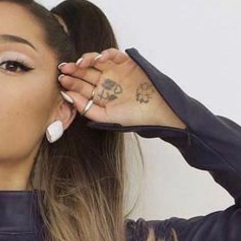 Ariana Grande Palm Tattoo, Ariana Grande Tattoos Arm, Ariana Grande's Tattoo, Ariana Grande Hand Tattoo, Ariana Grande Hand Tats, Ariana Grande Aesthetic Tattoos, Ariana Grande Tattoos, Ariana Grande’s Tattoos, Hand Palm Tattoos