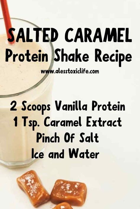 Salted Caramel Protein Shake, Caramel Protein Shake, Salted Caramel Shake, Protien Shake Recipes, Caramel Shake, Arbonne Shake Recipes, Protein Shake Drinks, Protein Drink Recipes, Fitness Breakfast