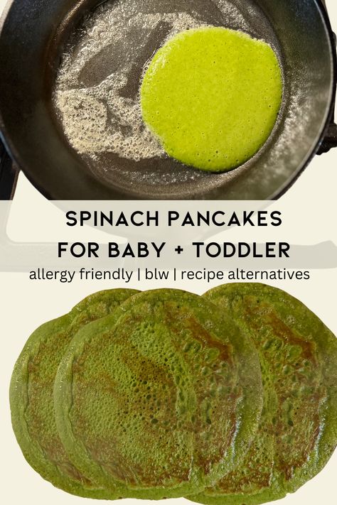 Blw Egg Free Breakfast, Egg Free Blw Recipes, Chickpea Baby Led Weaning, Breakfast For Baby, Pancakes For Babies, Egg Free Pancakes, Egg Spinach, Pancake Roll, Egg Free Breakfast