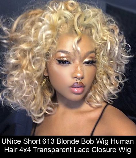 UNice new arrival Honey Blonde 613 Bob Lace Closure Wig Human Hair For Black Women, This 613 Colored Human Hair Wig features a 4x4 inch frontal with natural baby hairs.Upgrade your look with UNice blunt cut bob straight wigs. 613 Blonde Bob, Wet Look Hair, Bob Straight, Blonde Bob Wig, Hair For Black Women, Straight Wigs, Baby Hairs, Wavy Bobs, Wig Human Hair