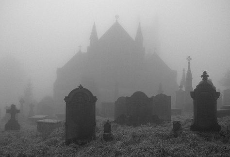 Queensbury churchyard (Tim Green aka atoach, via Flickr) Gothic Church, Old Cemeteries, Gothic Aesthetic, Goth Aesthetic, The Fog, Dark Photography, Ghost Stories, Night Aesthetic, Graveyard