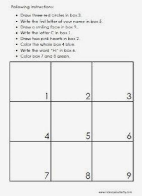 Following Directions Activities, Draw A Picture, Draw Two, Following Directions, Color Box, Smile Face, Pictures To Draw, Pink Heart, Writing