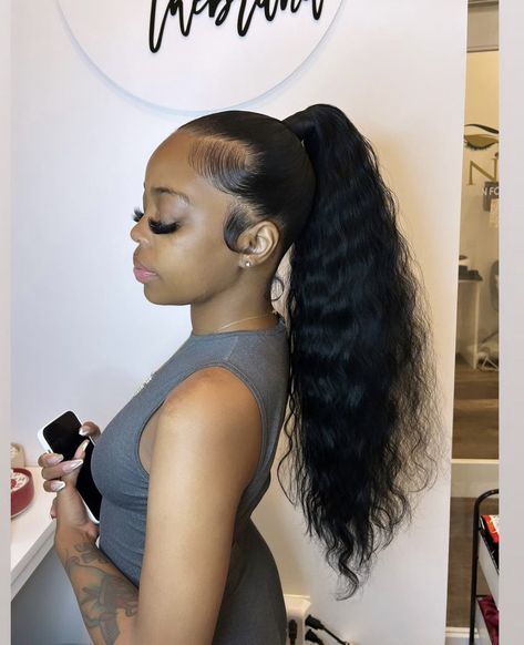 Straight Ponytail Hairstyles, High Curly Ponytail, Ponytail Weave, Slick Ponytail, Black Hair Updo Hairstyles, Competition Hair, Natural Hair Bun Styles, Weave Ponytail Hairstyles, Sleek Ponytail Hairstyles