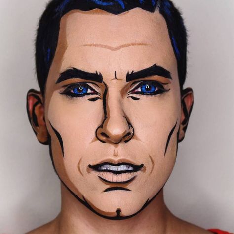 Cool Halloween Makeup Ideas Easy DIY Instagram Photos Pop Art Kostüm, Comic Book Makeup, Comic Makeup, Pop Art Costume, Sterling Archer, Fantasy Make-up, Cartoon Makeup, Pop Art Makeup, Halloween Makeup Diy