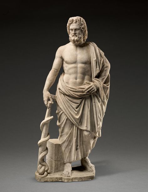 A ROMAN MARBLE FIGURE OF ASKLEPIOS, CIRCA 2ND CENTURY A.D. | Ancient Sculpture and Works of Art | Antiquities | Sotheby's Ancient Greek Sculpture, Classic Sculpture, Greek Statues, Ancient Greek Art, Contemporary African Art, Ancient Statues, Roman Sculpture, Greek Sculpture, Ancient Sculpture