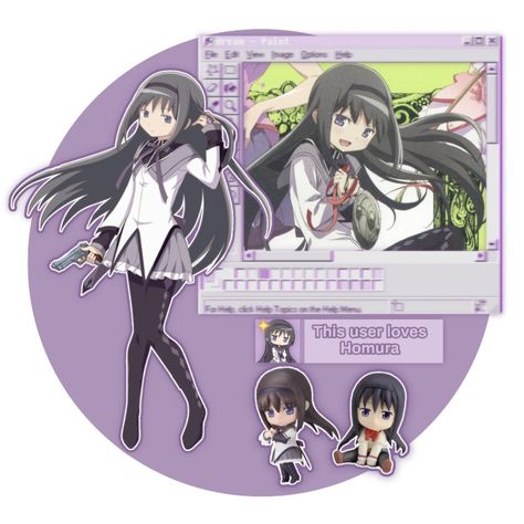 Homura Akemi Widget, Homura Widget, Magi Icons, Doomed Yuri, App Themes, Magic Character, Homura Akemi, Widget Ideas, Paint Brush Art