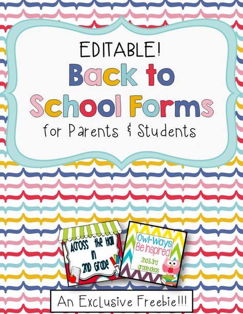 #FREE Editable Back to School Forms: 6 different forms for you to use with parents and students as you head back to school. Even better, most have editable sections so you can tailor them to your classroom and your needs Back To School Forms, School Open House, Student Survey, Teacher Forms, School Forms, Teaching Organization, Back To School Night, 4th Grade Classroom, 2nd Grade Classroom