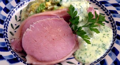 Try Darina Allen's traditional Irish bacon, cabbage and parsley sauce | Irish Examiner Irish Bacon And Cabbage, Traditional Irish Recipes, Bacon And Cabbage, Easy Irish Recipes, Cabbage Slow Cooker, Bacon Cabbage, Irish Bacon, Foreign Recipes, Gammon Recipes