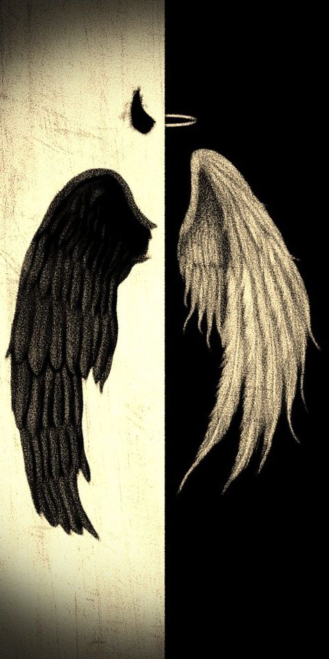 Half Angel Half Demon, Wrist Tattoo Ideas, Wings Wallpaper, Dark Wings, Scary Wallpaper, Angel Wallpaper, Ange Demon, Cute Backgrounds For Phones, Graphic Poster Art