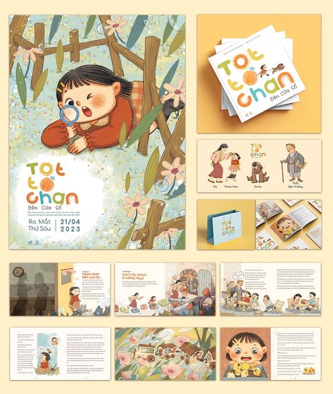 TOTTO-CHAN: The Little Girl at the Window на Behance Illustration Book Layout, Totto Chan, Kids Stories Illustration, Photoshop Illustration Tutorial, Children Story Book, Children's Book Layout, Kids Graphic Design, Book Illustration Layout, رسم كاريكاتير