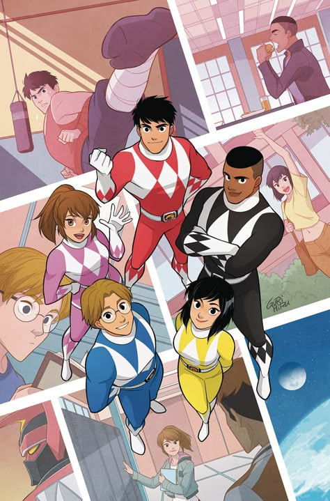 Mighty Morphin Power Rangers by Gurihiru Power Rangers Comic, Power Rangers Cosplay, Hiro Big Hero 6, Power Rangers Dino Charge, Power Rangers Fan Art, All Power Rangers, Boom Studios, Power Rangers Art, Go Go Power Rangers