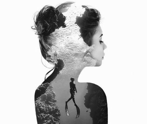 Double Exposure Portraits Where I Merge Two Worlds Into One | Bored Panda Double Exposure Portrait, Exposition Photo, Double Exposition, Double Exposure Photography, Photography Poster, Charcoal Drawings, Photography Photoshop, Photography Book, Raster Image