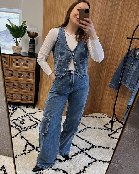 How to Style Double Denim Like a Fashion Expert | Who What Wear Double Denim Outfit, Double Denim Looks, Canadian Tuxedo, Denim Trench Coat, Double Denim, Ralph Lauren Denim, Denim Maxi Skirt, Denim Midi Skirt, I Love A