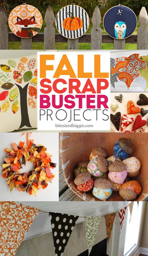 9 gorgeous scrap buster projects - LOVE these - ready to decorate for fall without breaking the bank! I have a HUGE scrap pile I need to use up! Fall Sewing Crafts, Halloween Sewing Projects, Fall Sewing Projects, Decorate For Fall, Halloween Sewing, Diy Fabric Crafts, Fall Sewing, Scrap Fabric Projects, Scrap Fabric Crafts