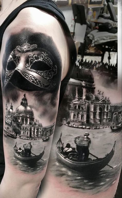 Venice Tattoo, Holy Trinity Tattoo, Italy Tattoo, Samurai Warrior Tattoo, Venice Shopping, Italian Tattoos, Landscape Tattoo, Tattoo Templates, Warrior Tattoo