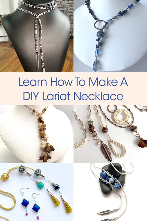 Stringing Necklaces Diy Jewelry, Diy Boho Necklace Tutorials, Diy Drop Necklace, Beaded Lariat Necklace Tutorials, Diy Long Beaded Necklaces, Diy Necklace Ideas Creative, Making A Beaded Necklace, Necklace Tutorial How To Make, Diy Statement Jewelry